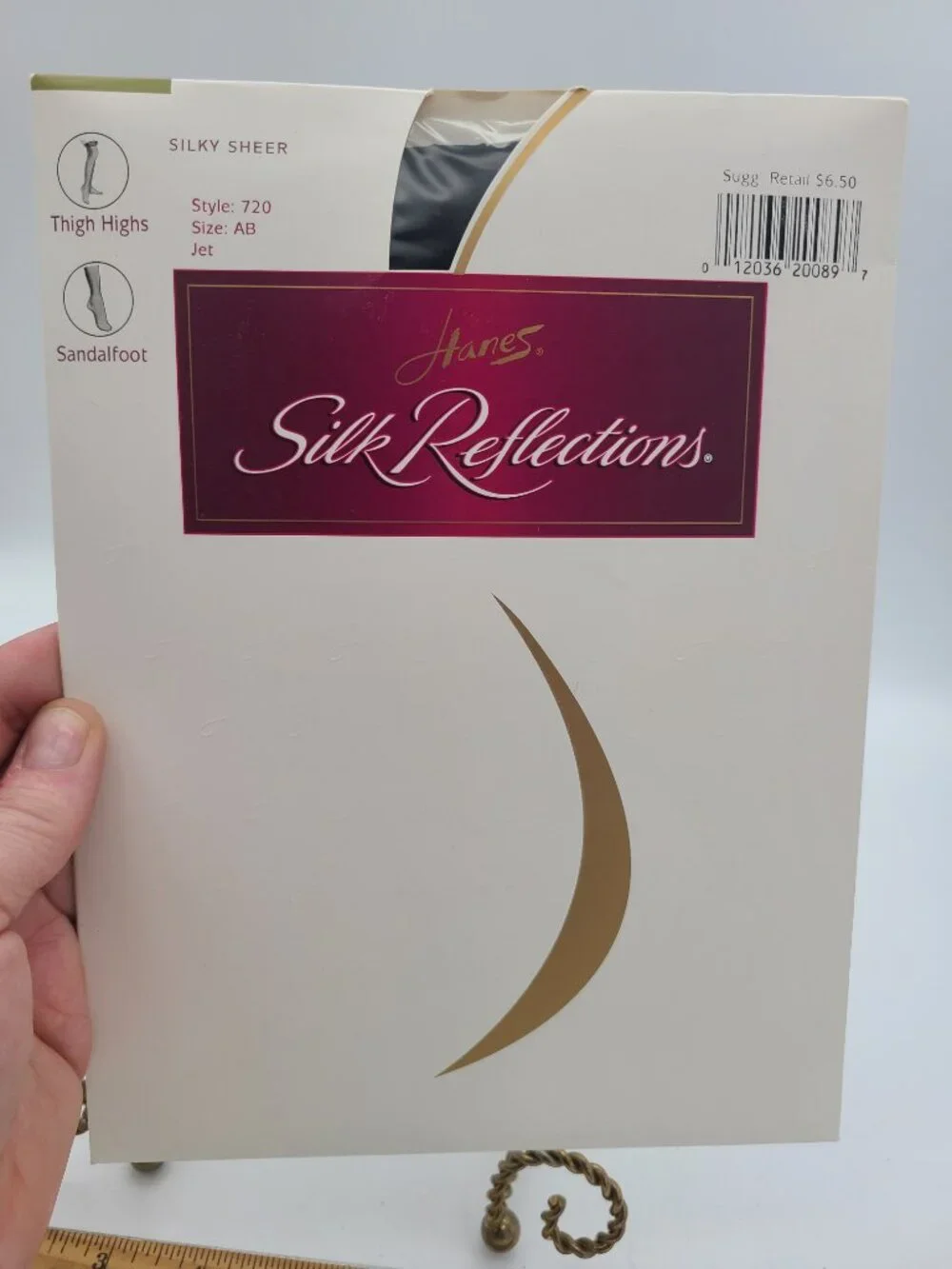 Vintage Hanes Silk Reflections Thigh Highs Jet Black Size AB Style 720 NIP